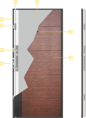 Схема крило на блиндирана входна врата Серия Уют